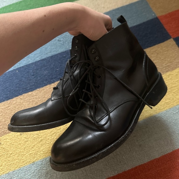 Saint Laurent black lace up booties. Size 40. Worn twice. Added rubber soles. - Picture 13 of 14